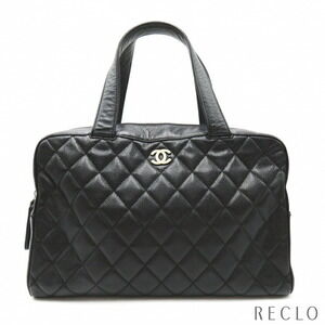 Chanel handbag black caviar grained calfskin gold
